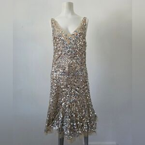 Free People Champagne Sequin Mesh Sleeveless Dress Size M